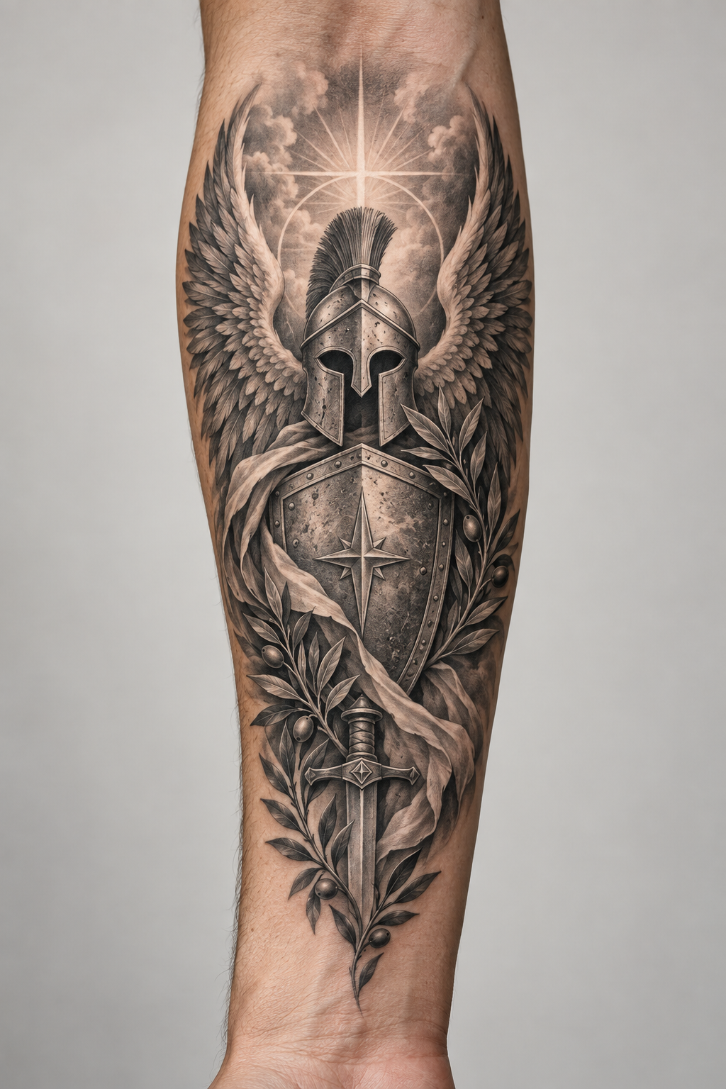 Ephesians verse inner-forearm tattoo Armor of God tattoo