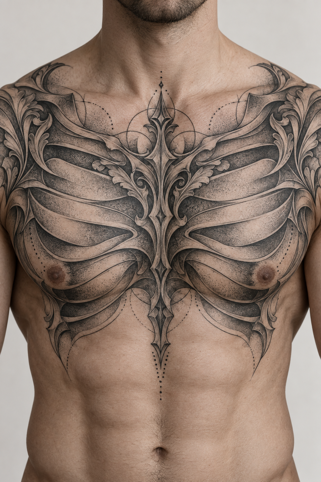 Large chest armor design Armor of God tattoo