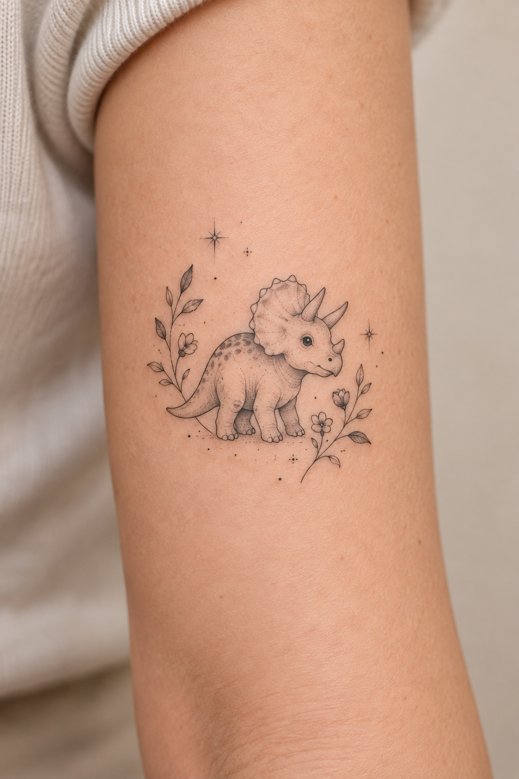 Baby Triceratops small animal tattoo idea