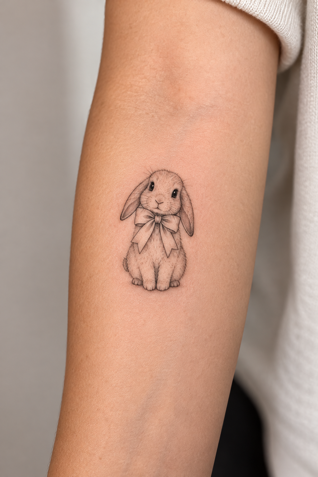 Bow-Wearing Bunny small animal tattoo idea