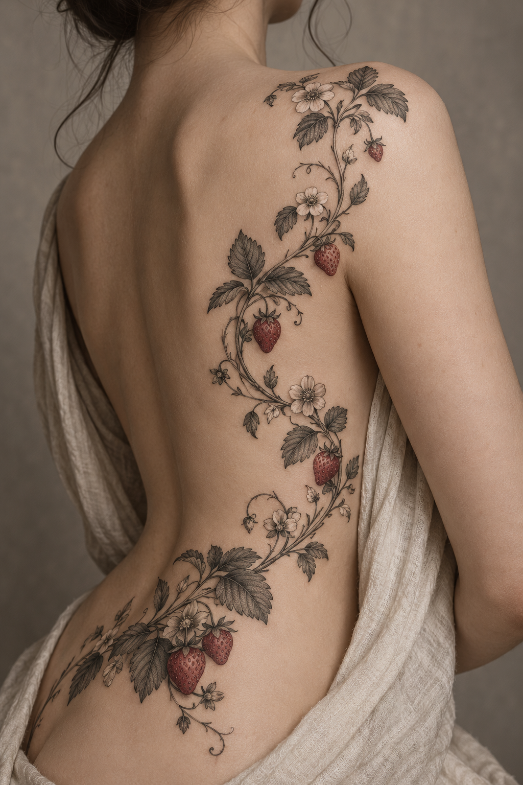 strawberry vine tattoo ideas 4