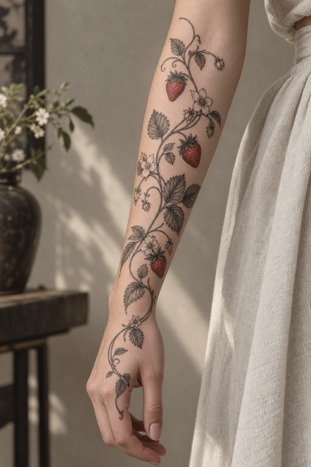 strawberry vine tattoo ideas 5