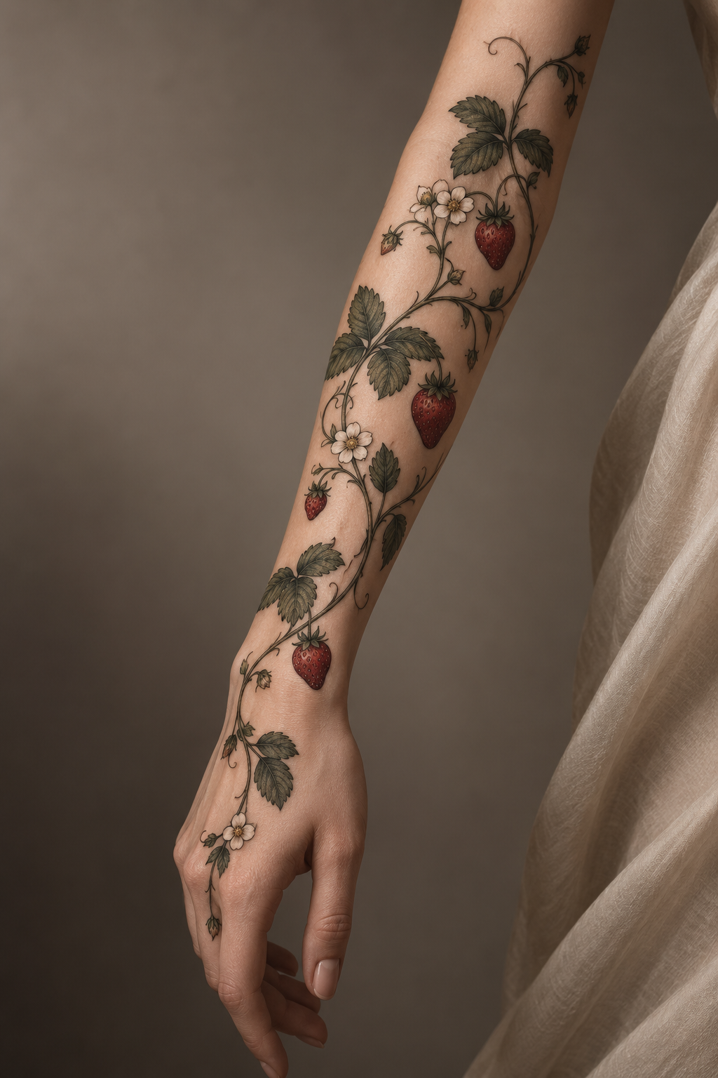 strawberry vine tattoo ideas 9