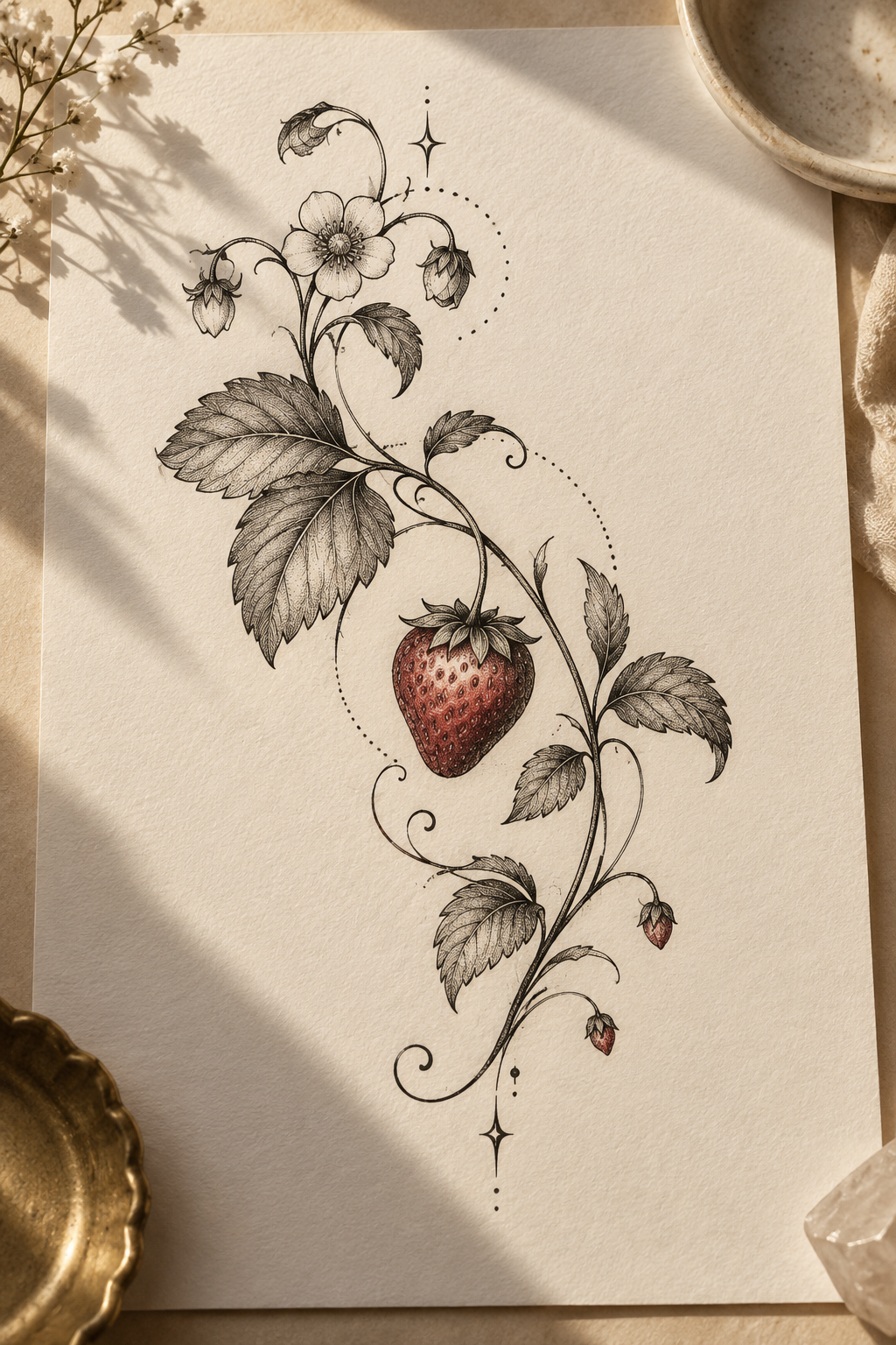 strawberry vine tattoo ideas 10