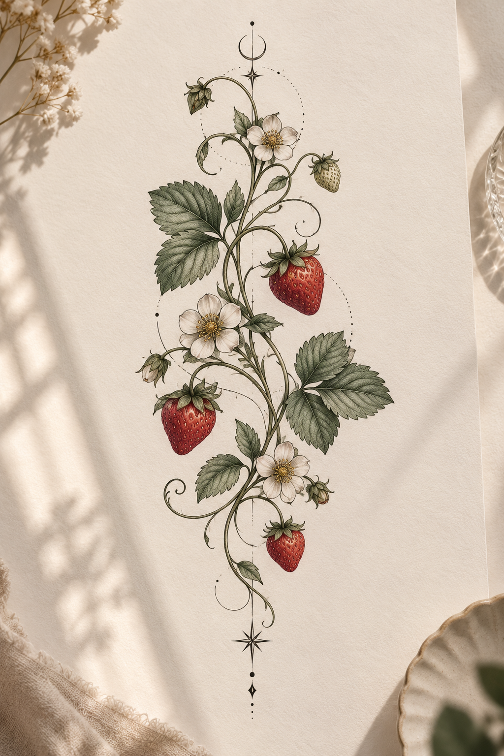 strawberry vine tattoo ideas 11