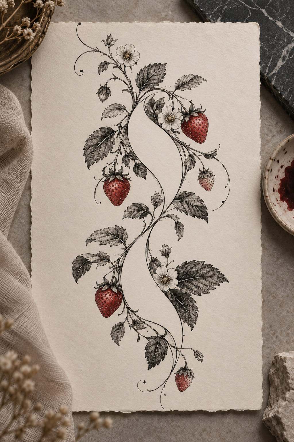strawberry vine tattoo ideas 13