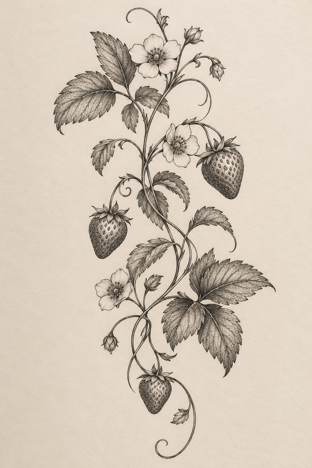strawberry vine tattoo ideas 14