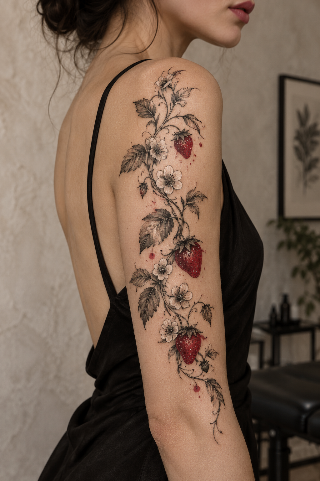 strawberry vine tattoo ideas 15
