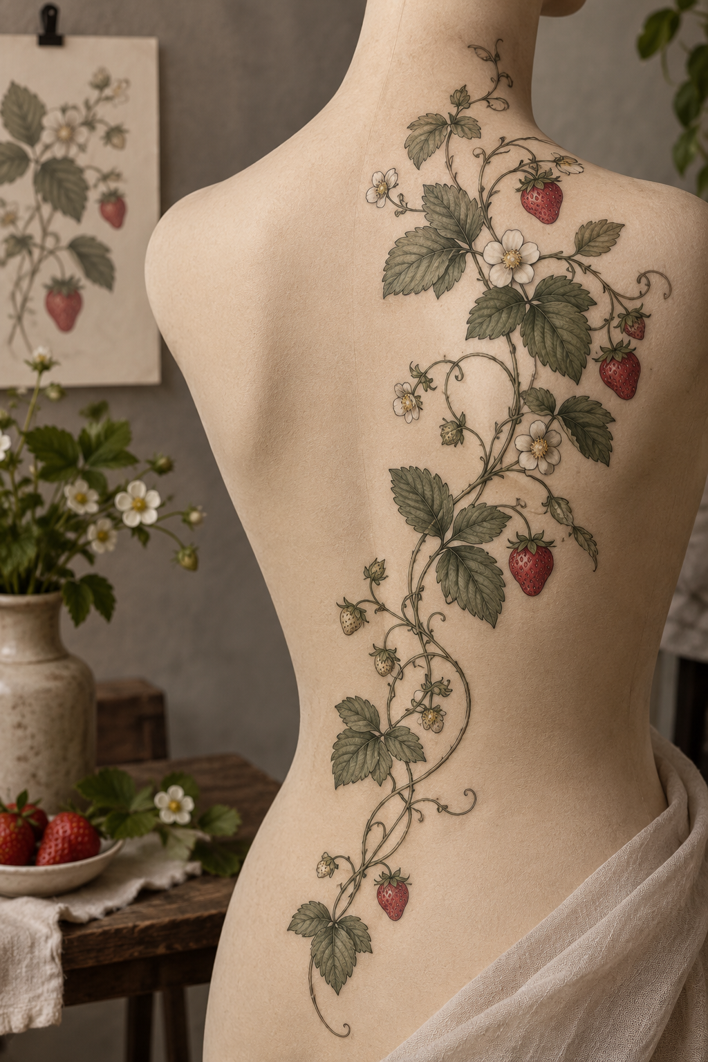strawberry vine tattoo ideas 18