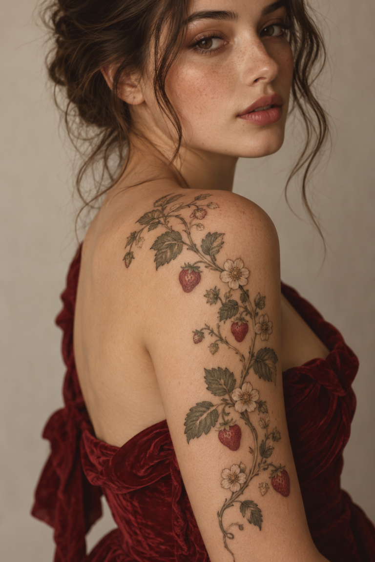 strawberry vine tattoo ideas featured design
