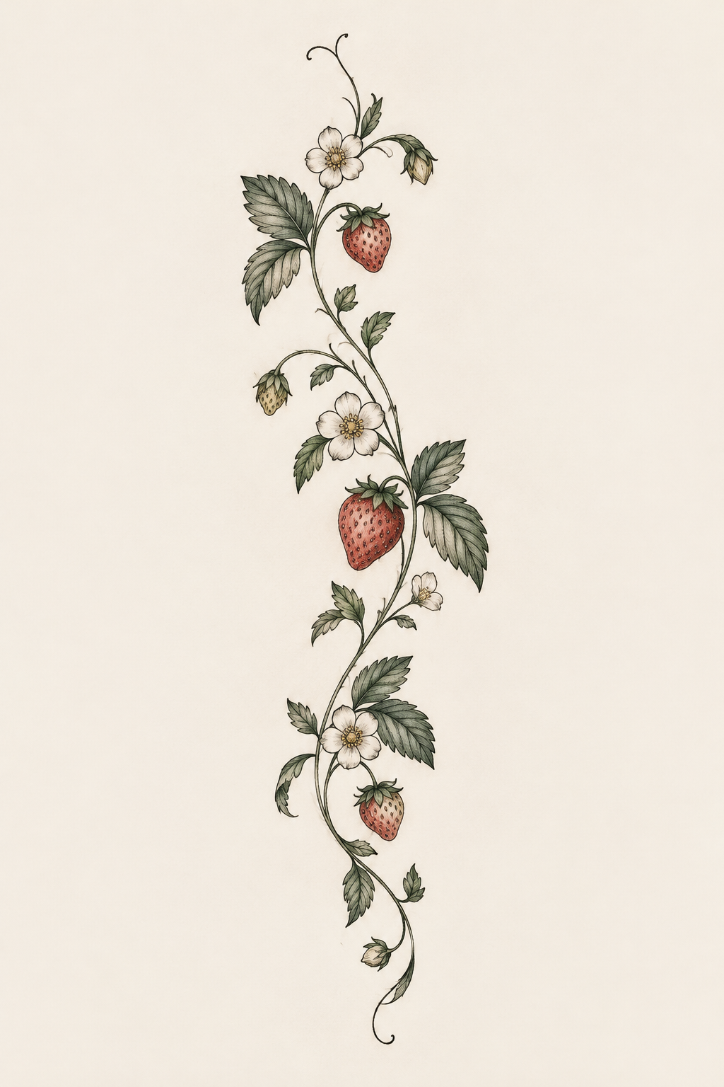 Tiny ankle strawberry vine strawberry vine tattoo design