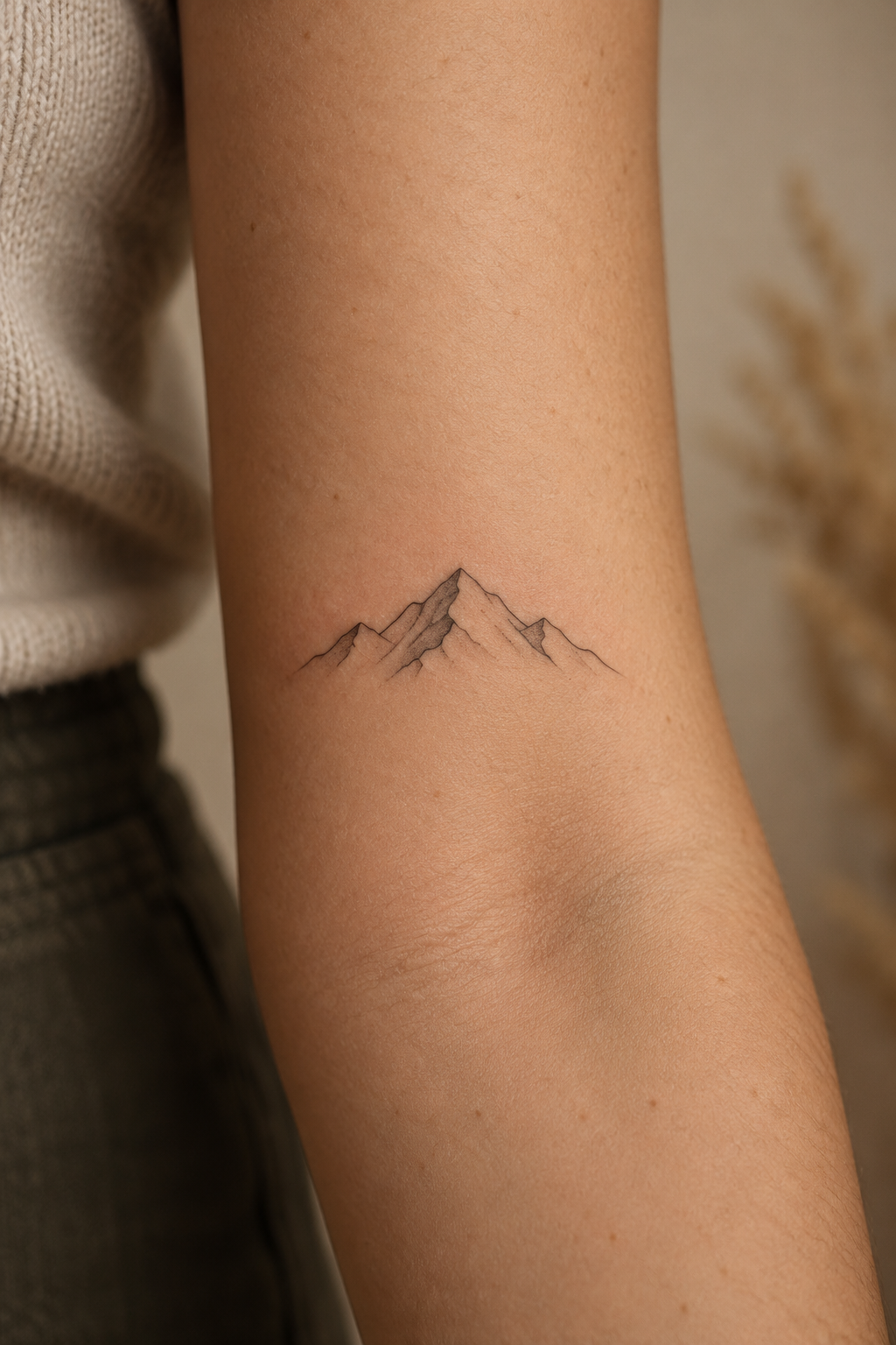 Mini mountain outline tiny nature tattoo idea