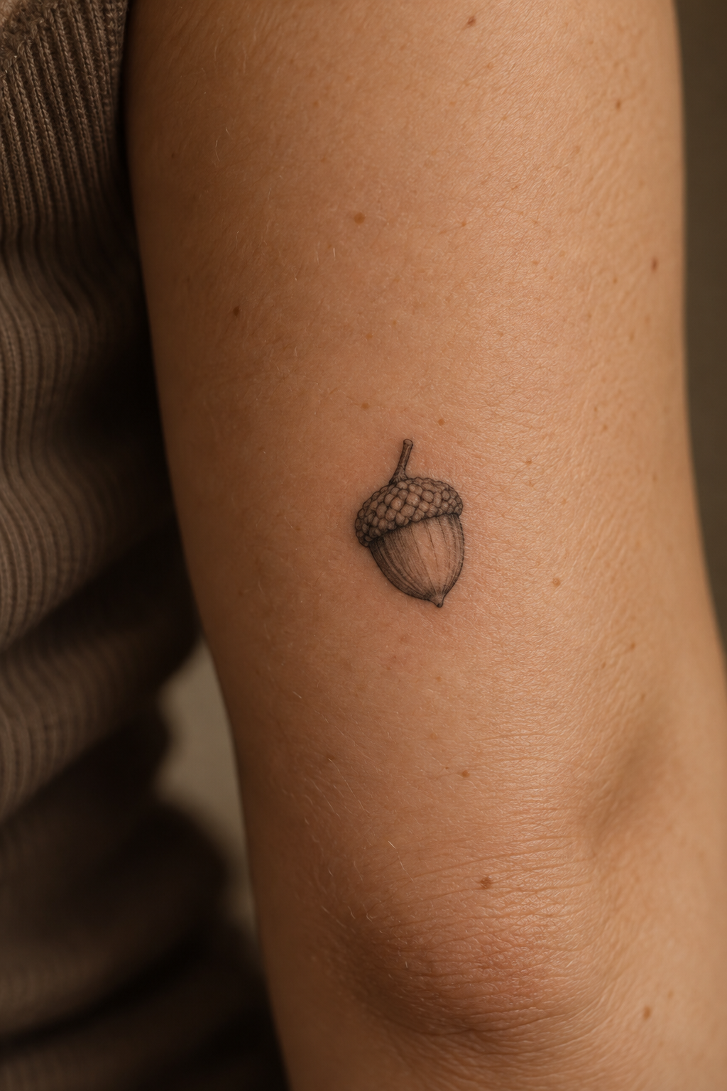 Little acorn tiny nature tattoo idea