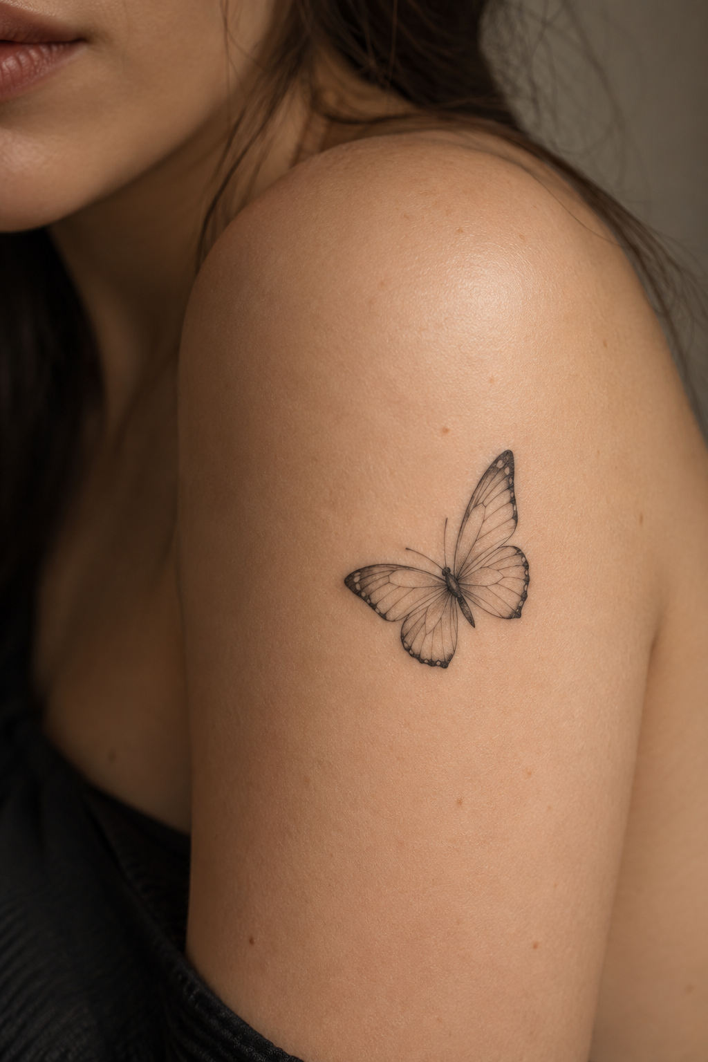 Delicate butterfly tiny nature tattoo idea