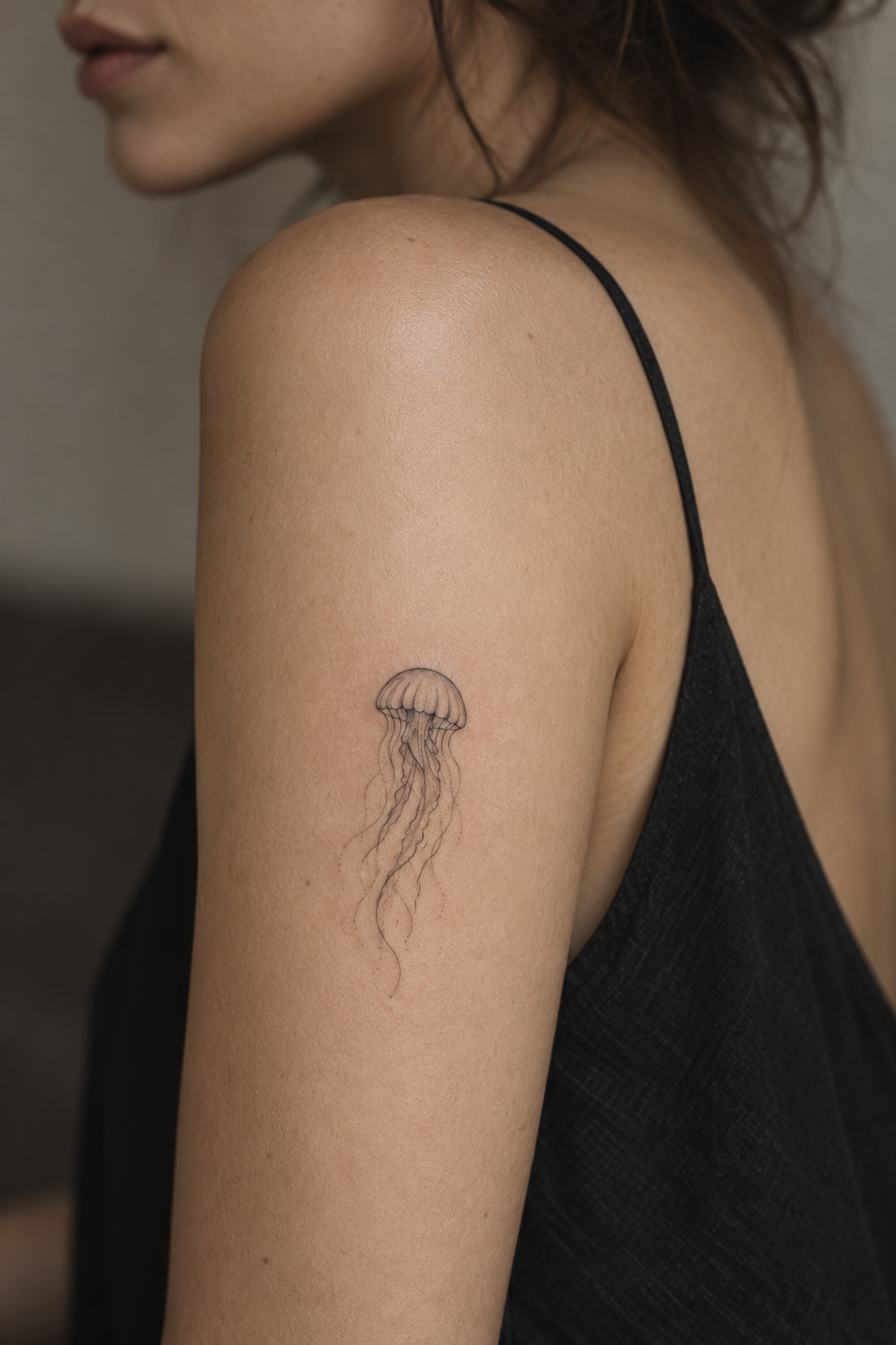Minimal jellyfish tiny sea animal tattoos idea