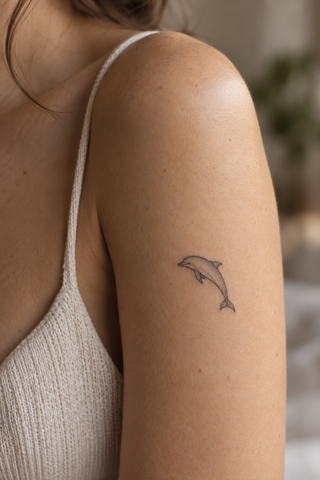 Dolphin silhouette tiny sea animal tattoos idea