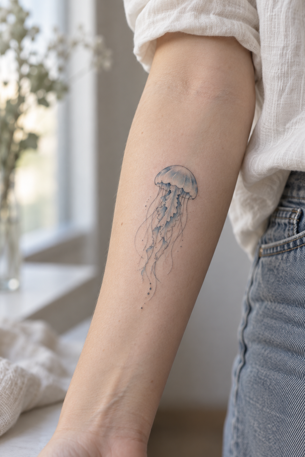 Moon jelly tiny sea animal tattoos idea