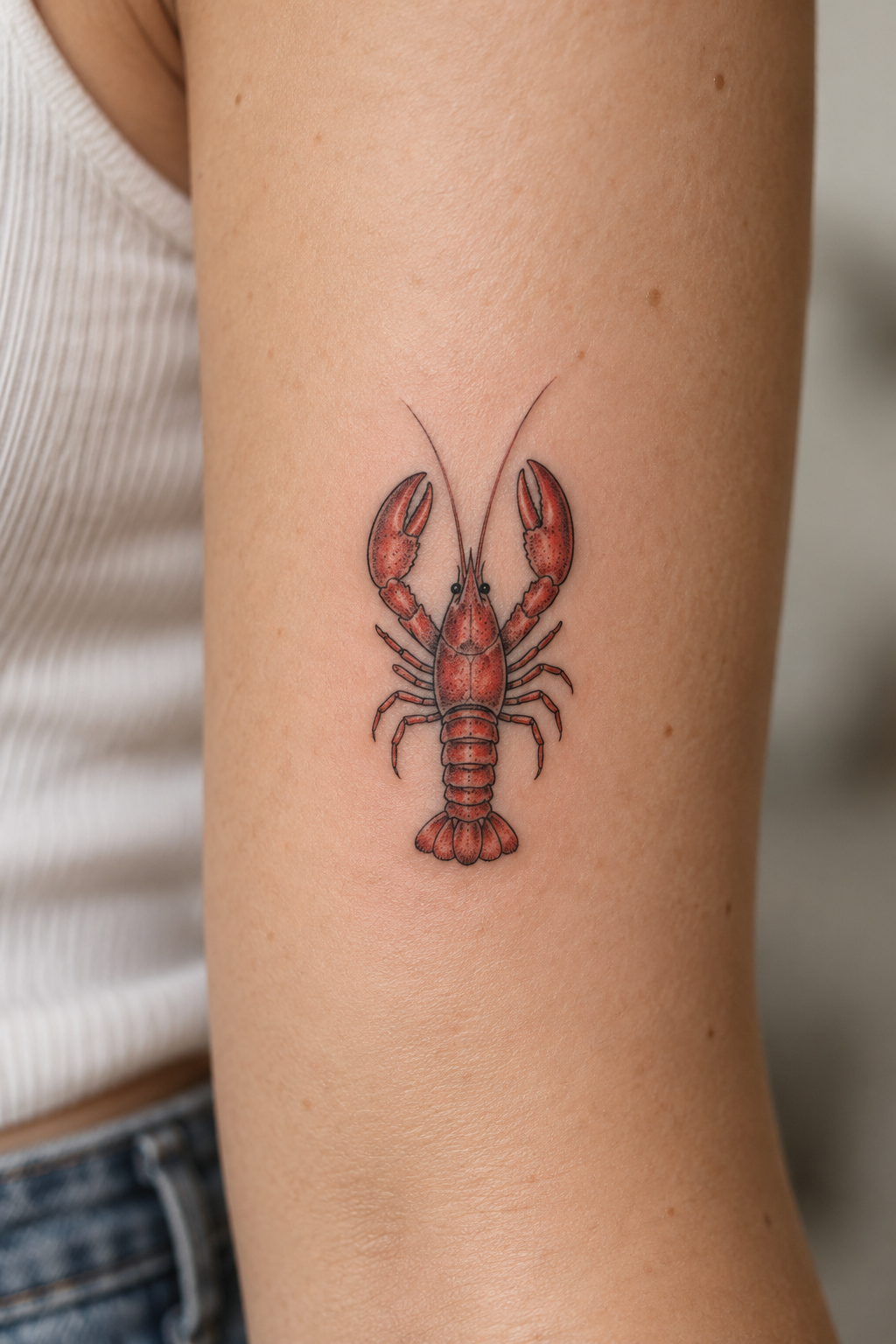 Lobster detail tiny sea animal tattoos idea