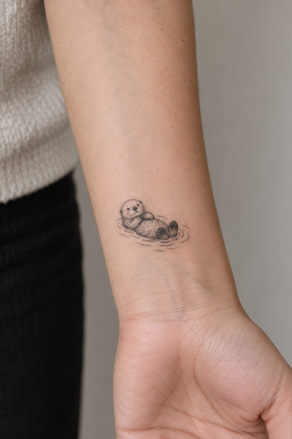 Sea otter symbol tiny sea animal tattoos idea