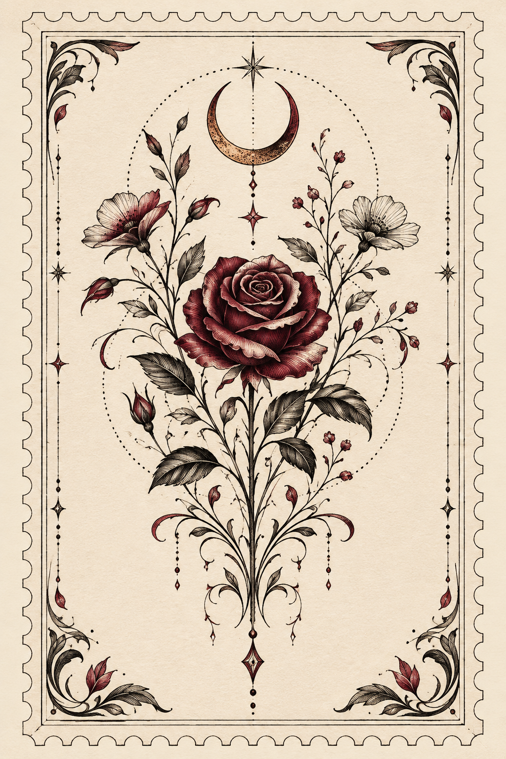 Floral Ornamental Design Idea stamp tattoo idea