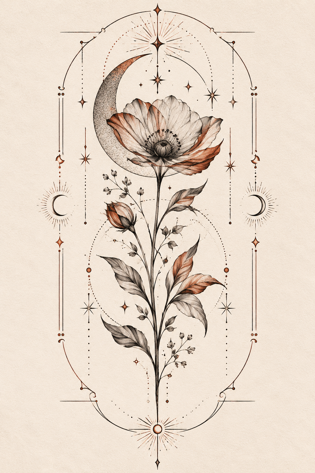 Fine-Line Sleeve Art stamp tattoo idea