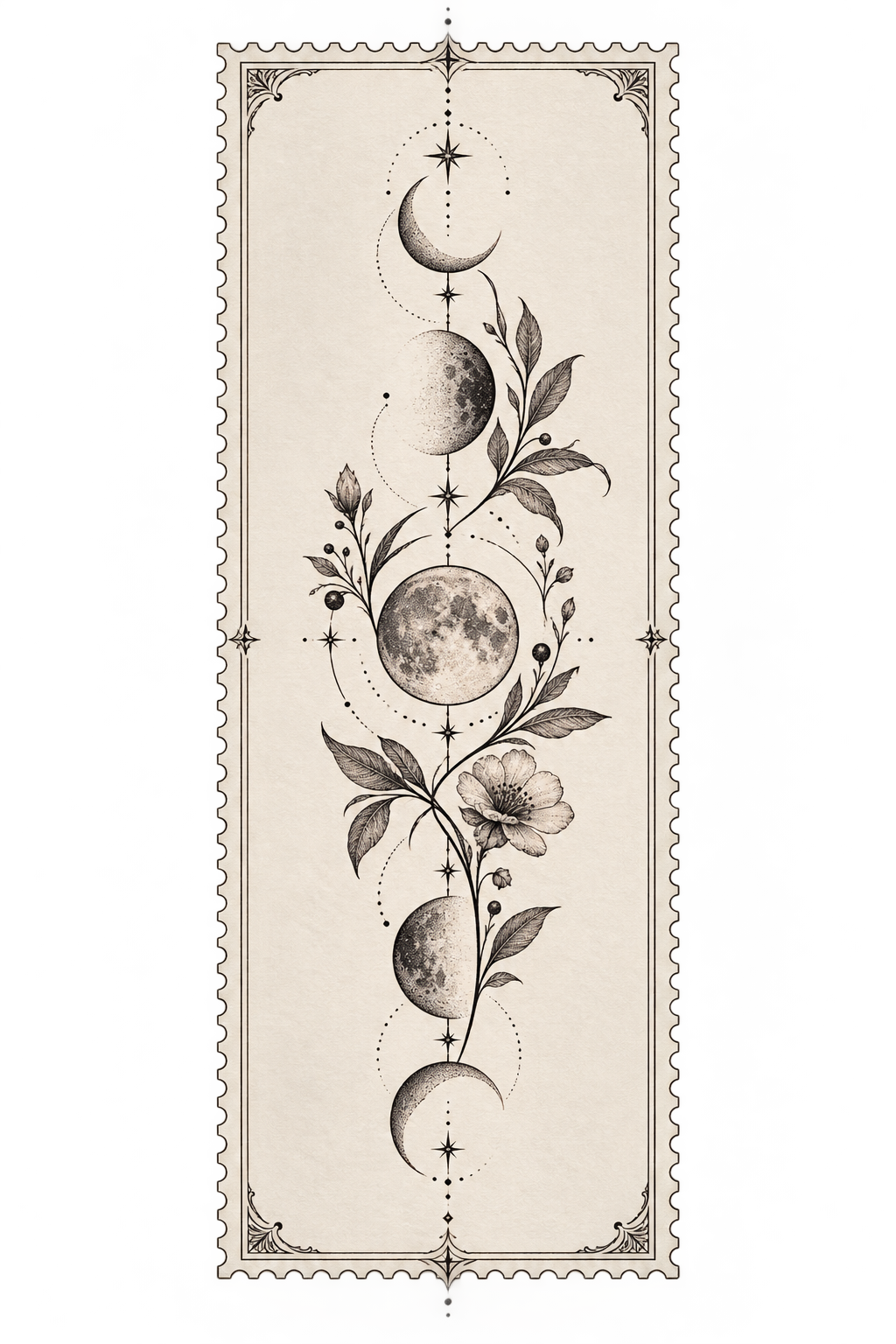 Unique Lunar Phase Tattoo stamp tattoo idea