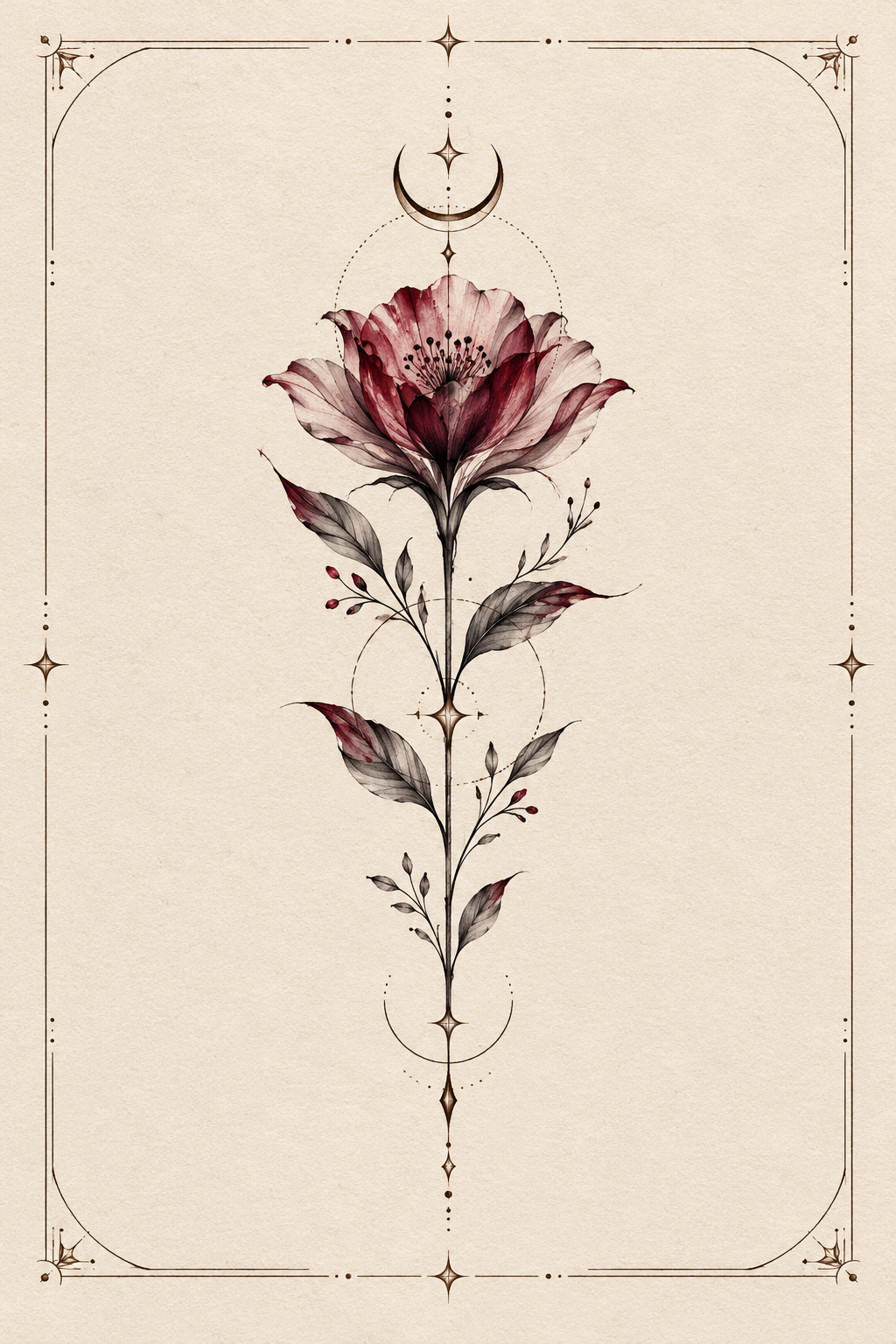 Flower Tattoo on Spine stamp tattoo idea