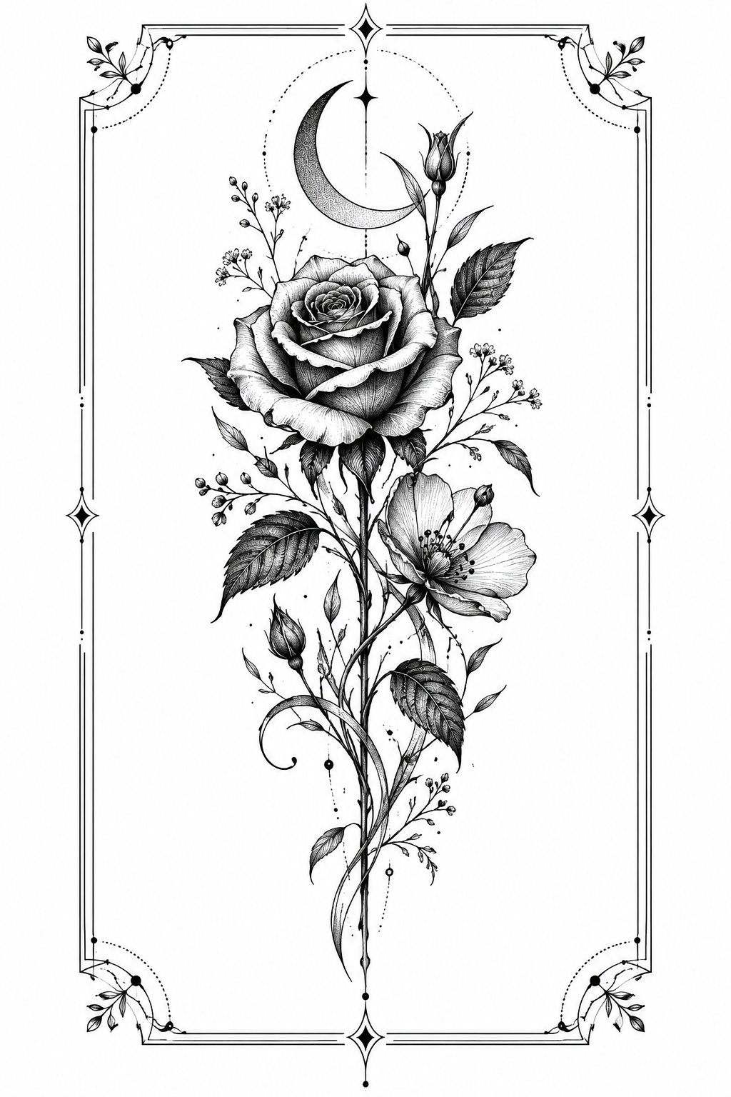 Black-and-White Sleeve Art stamp tattoo idea