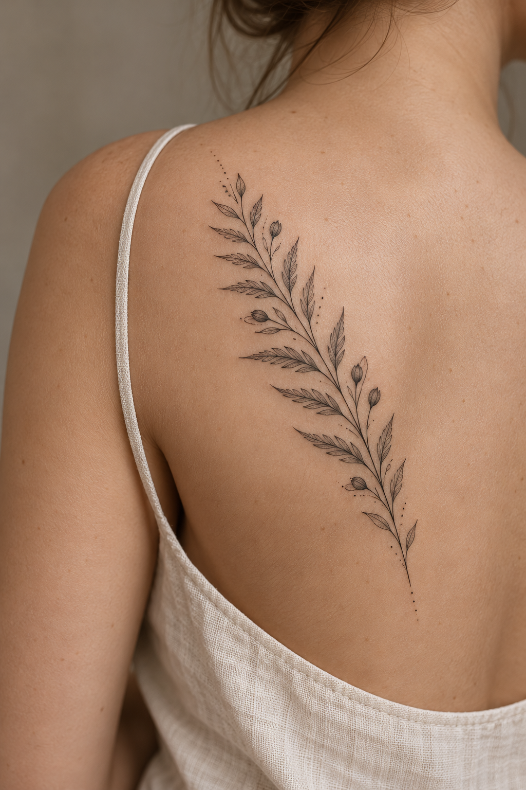 Fern fine-line tattoo