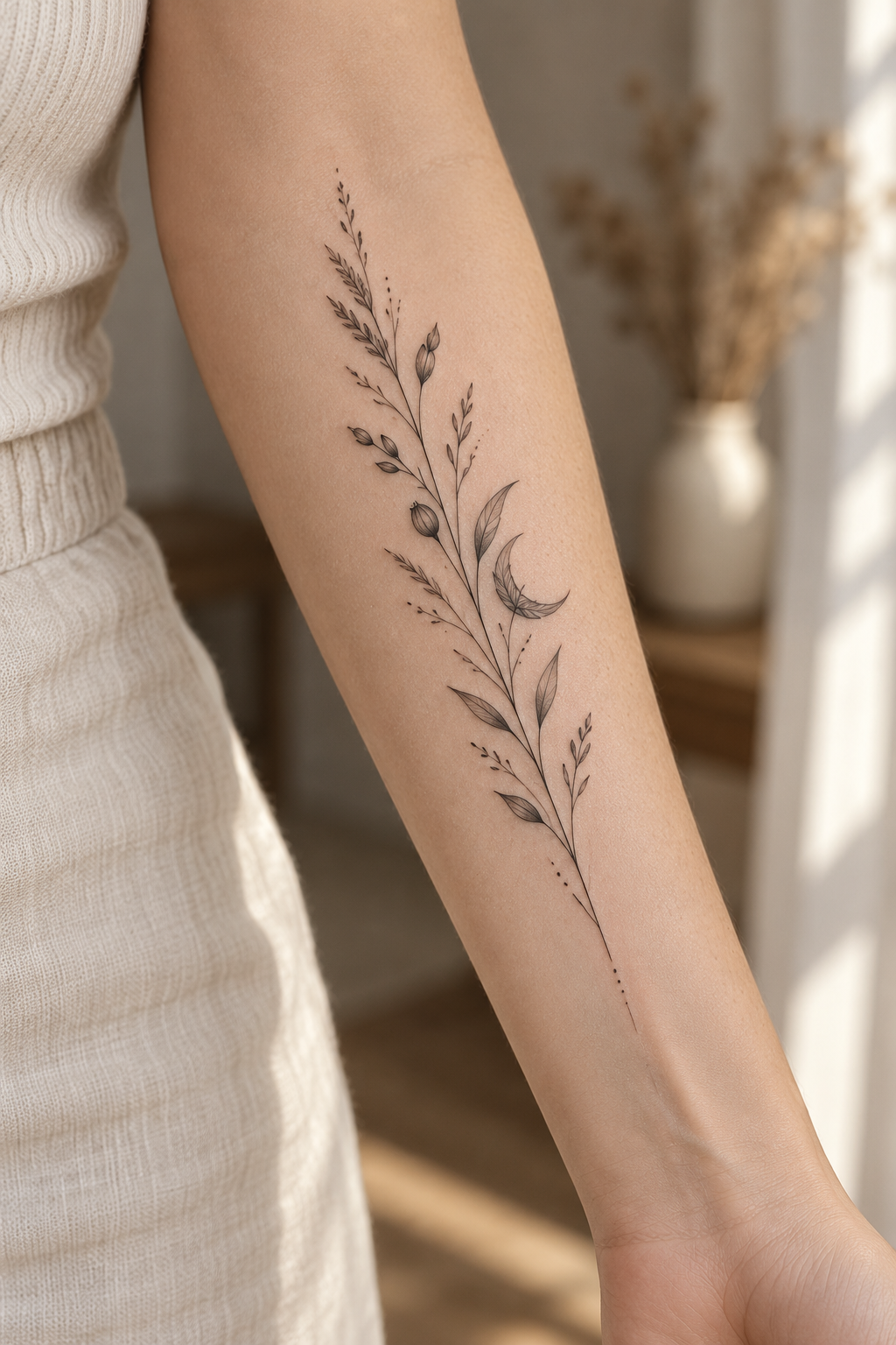 Mountain range fine-line tattoo