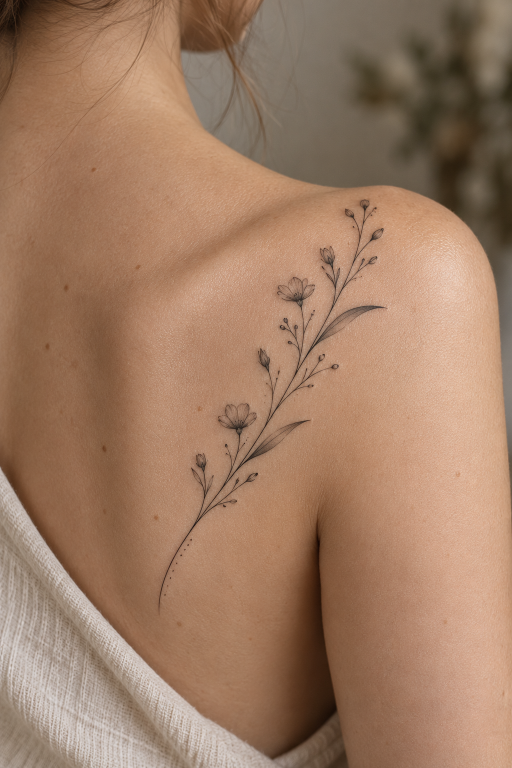 Clover fine-line tattoo