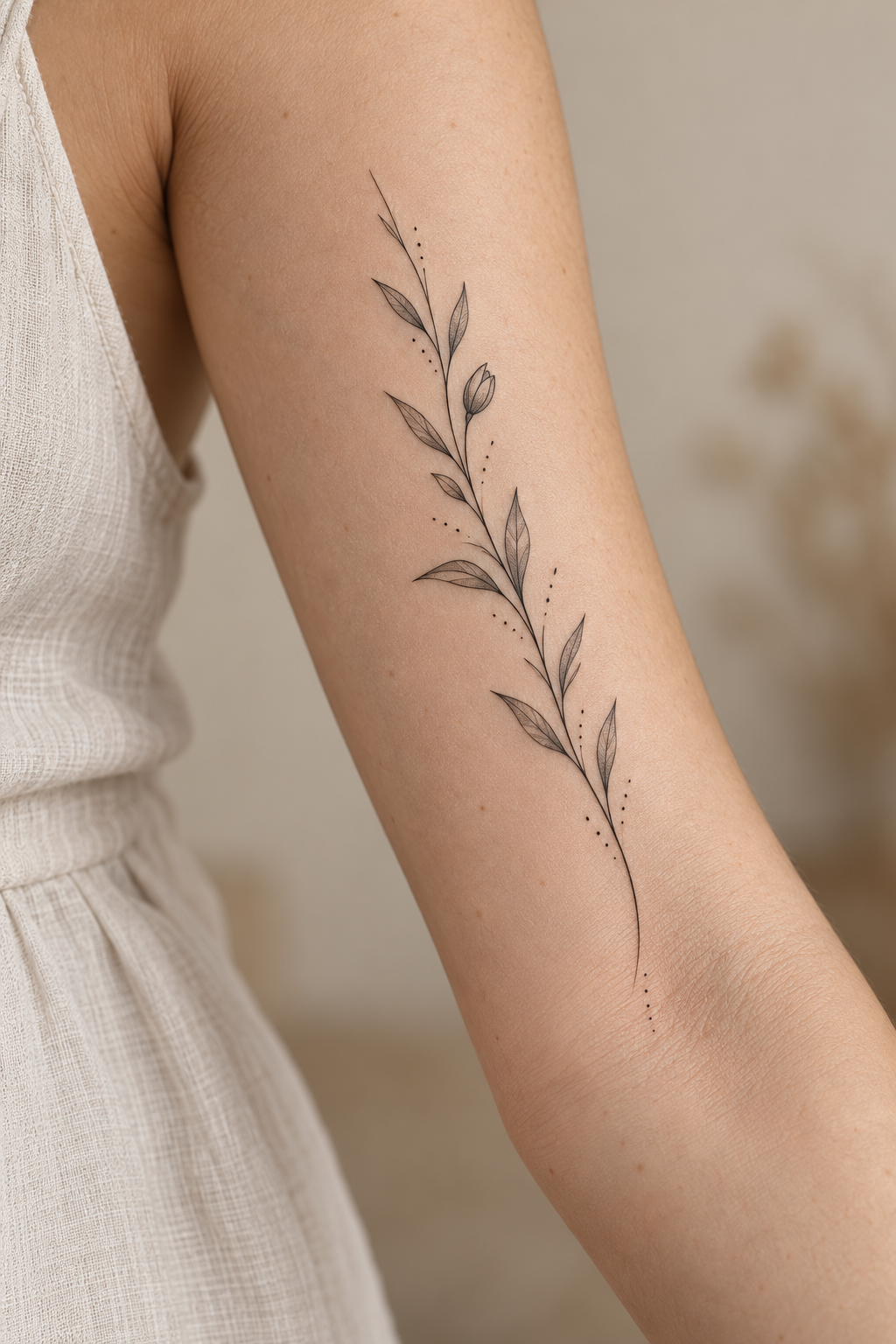Dandelion seed fine-line tattoo