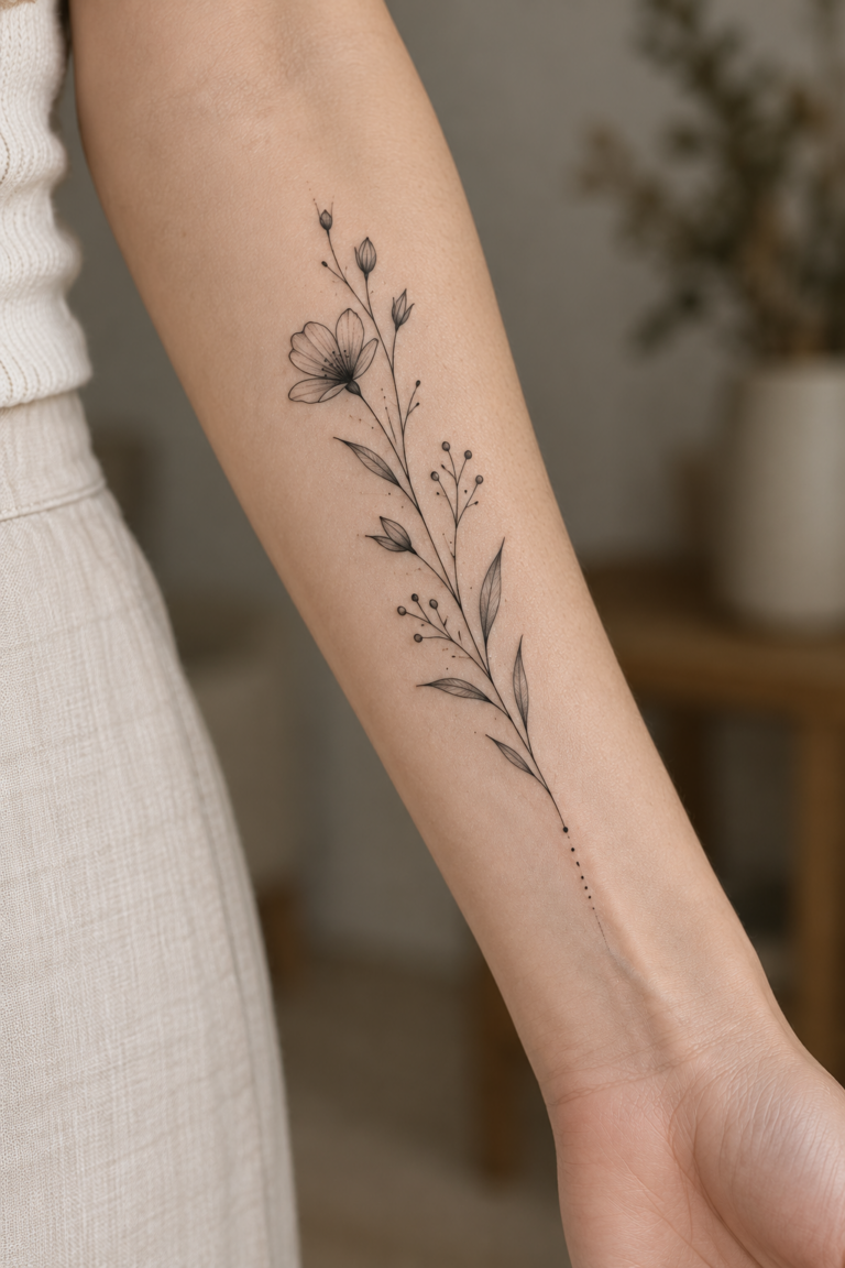 Fine-line nature tattoo inspiration for women