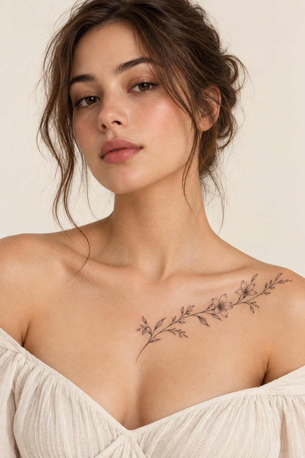 A single open stem collarbone tattoo concept