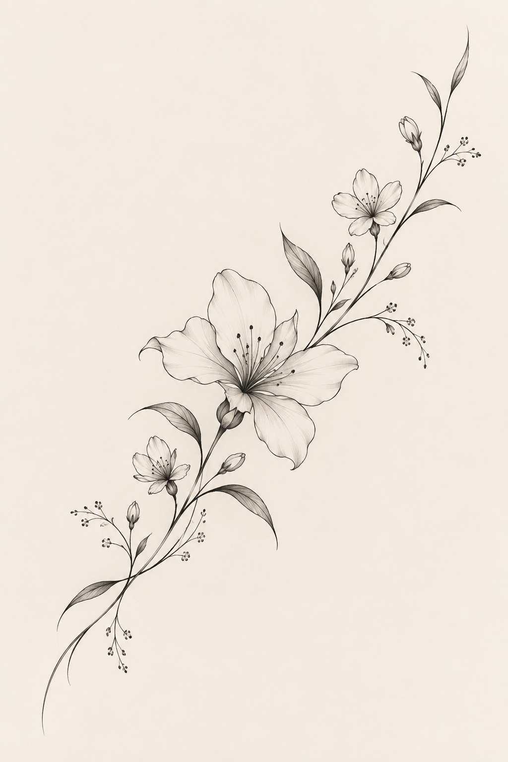 A soft flower stem collarbone tattoo concept