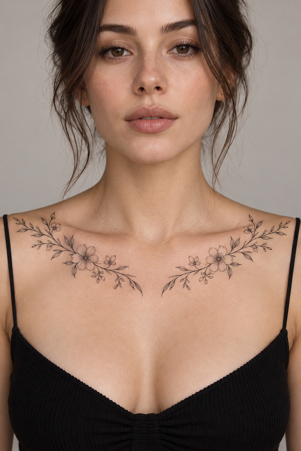 Symmetrical stems collarbone tattoo concept