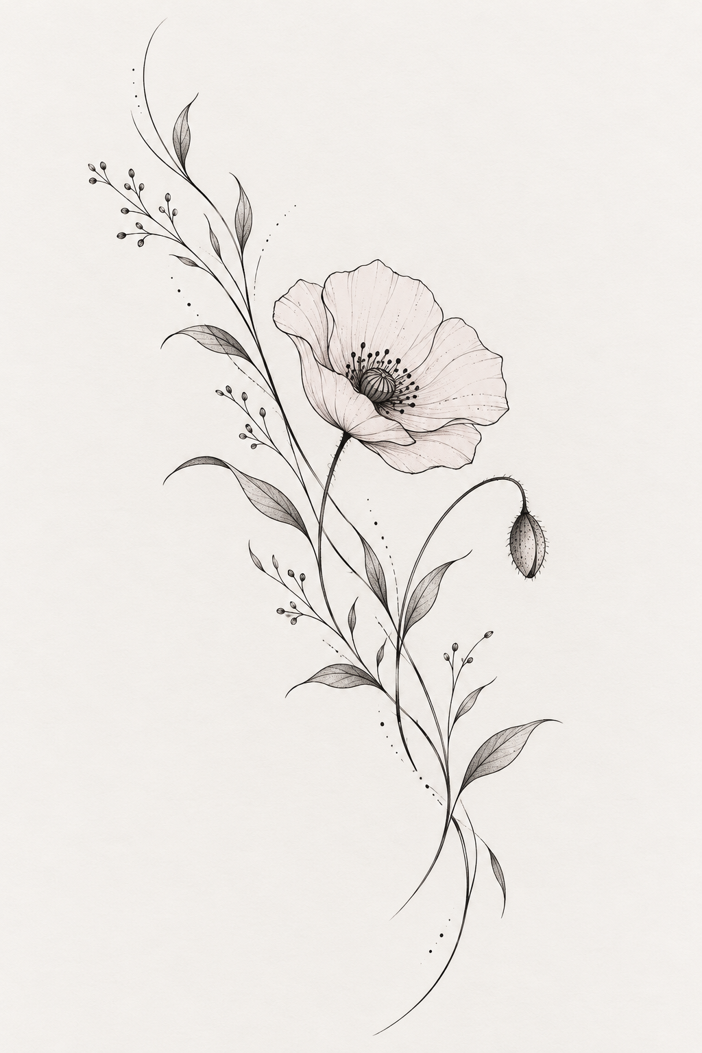 A poppy accent collarbone tattoo concept