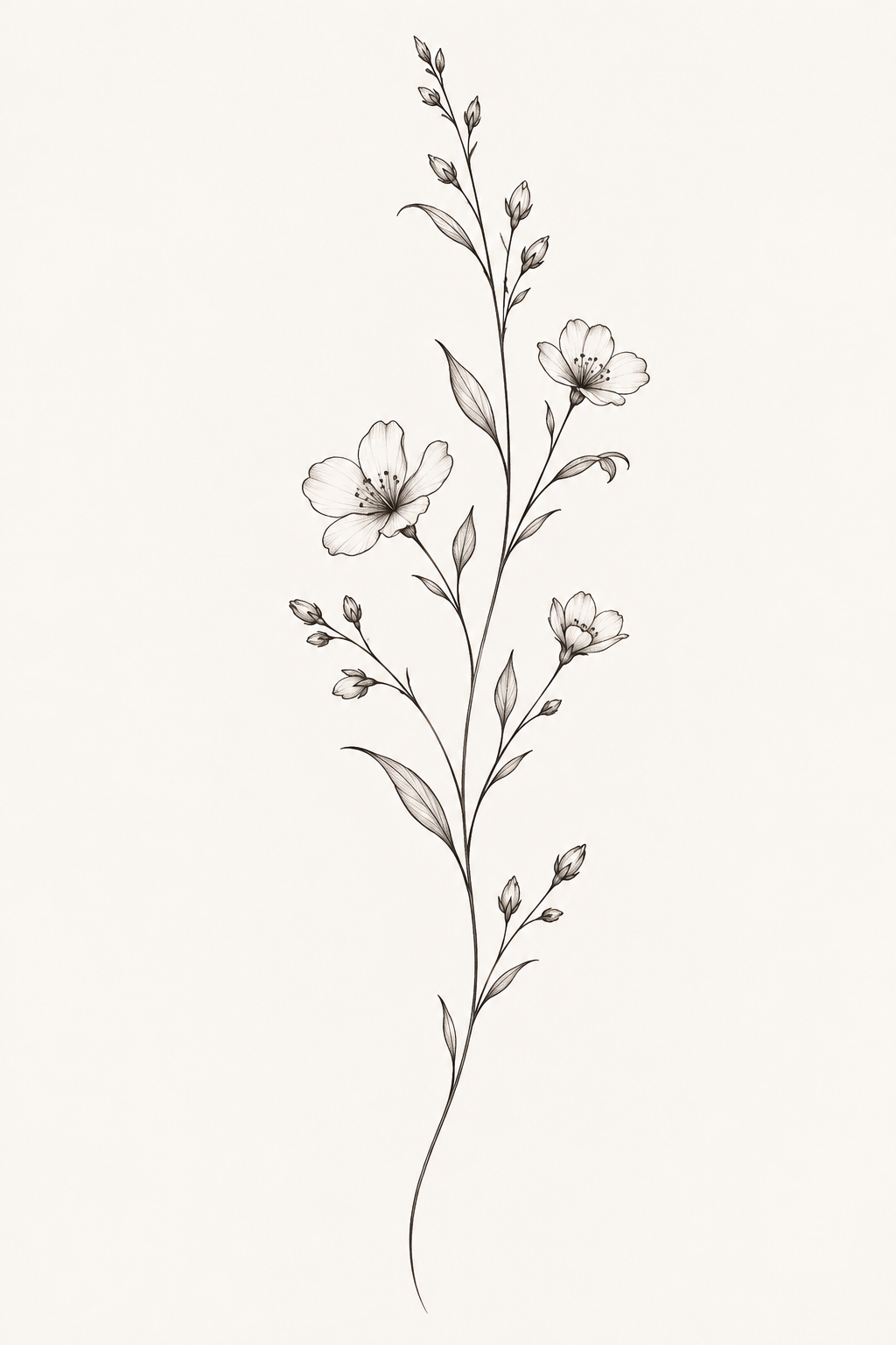 A thin stem collarbone tattoo concept