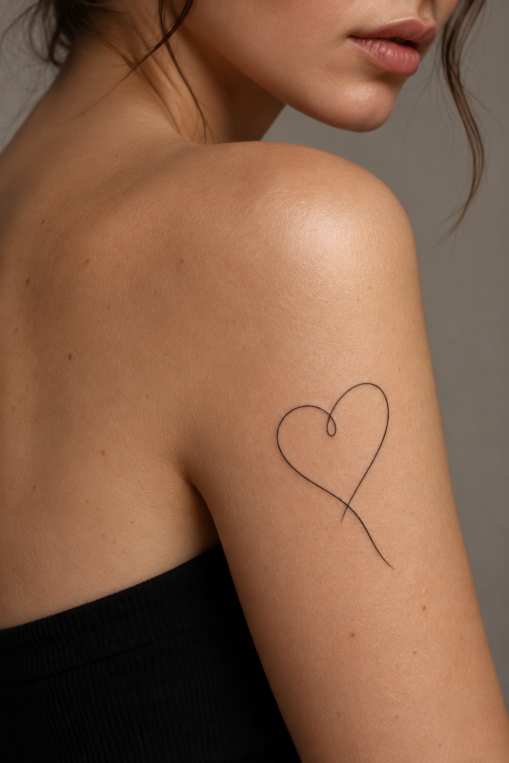 Tiny Meaningful Tattoo Ideas For Women featuring a single-line heart symbol