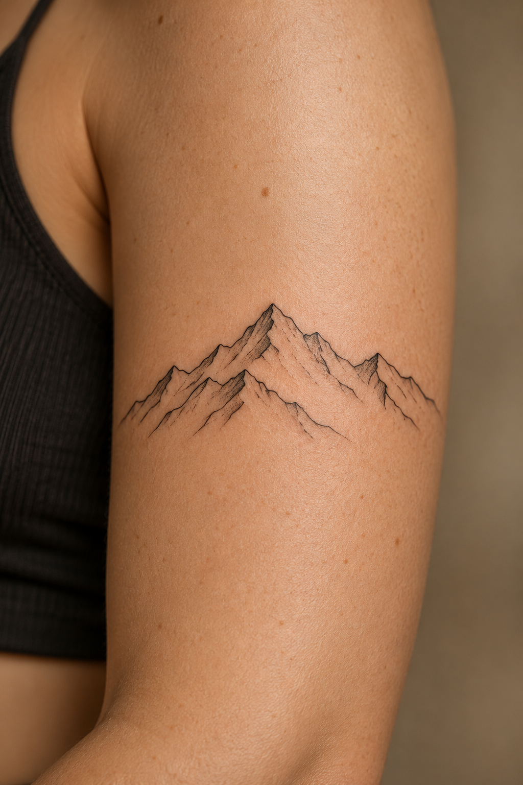 Tiny Meaningful Tattoo Ideas For Women featuring a mountain outline symbol