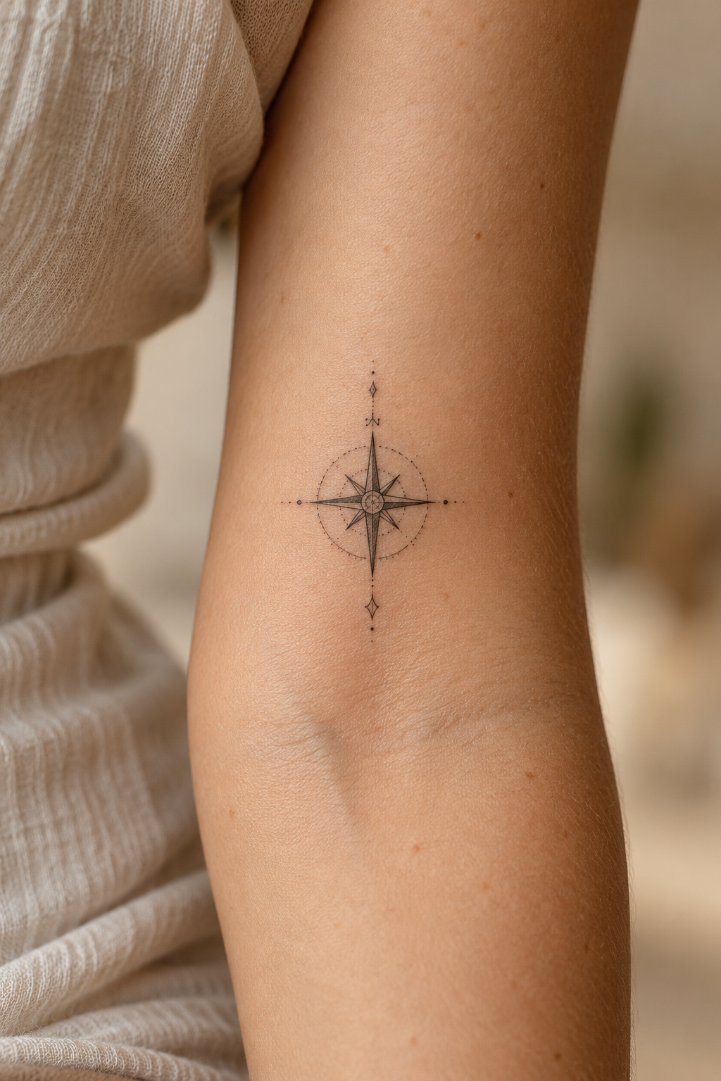 Tiny Meaningful Tattoo Ideas For Women featuring a tiny compass symbol