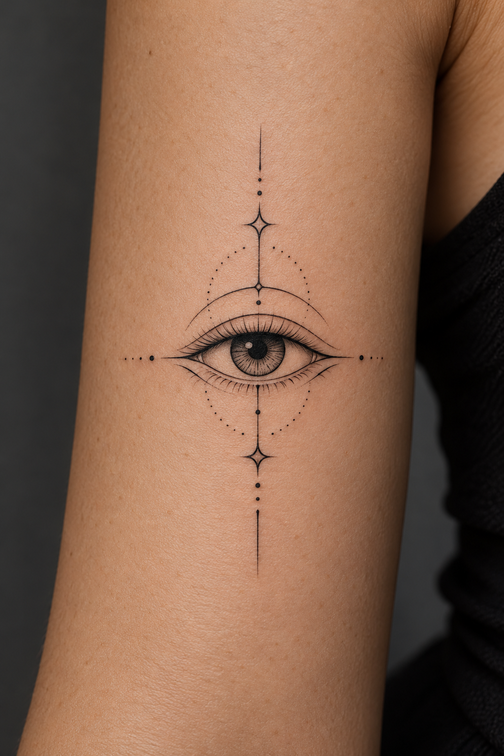 Tiny Meaningful Tattoo Ideas For Women featuring a simple eye symbol