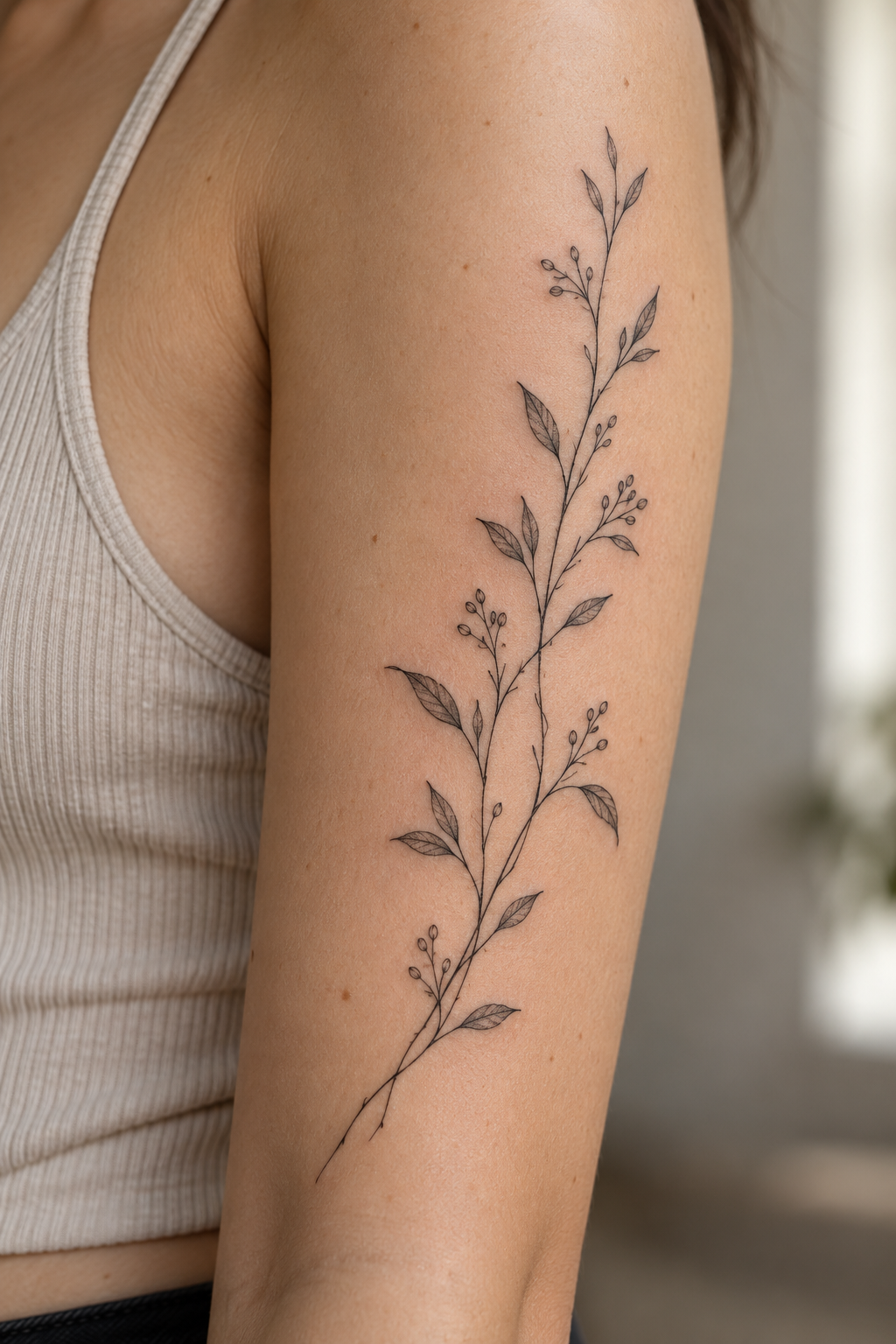 Tiny Meaningful Tattoo Ideas For Women featuring a delicate branch symbol