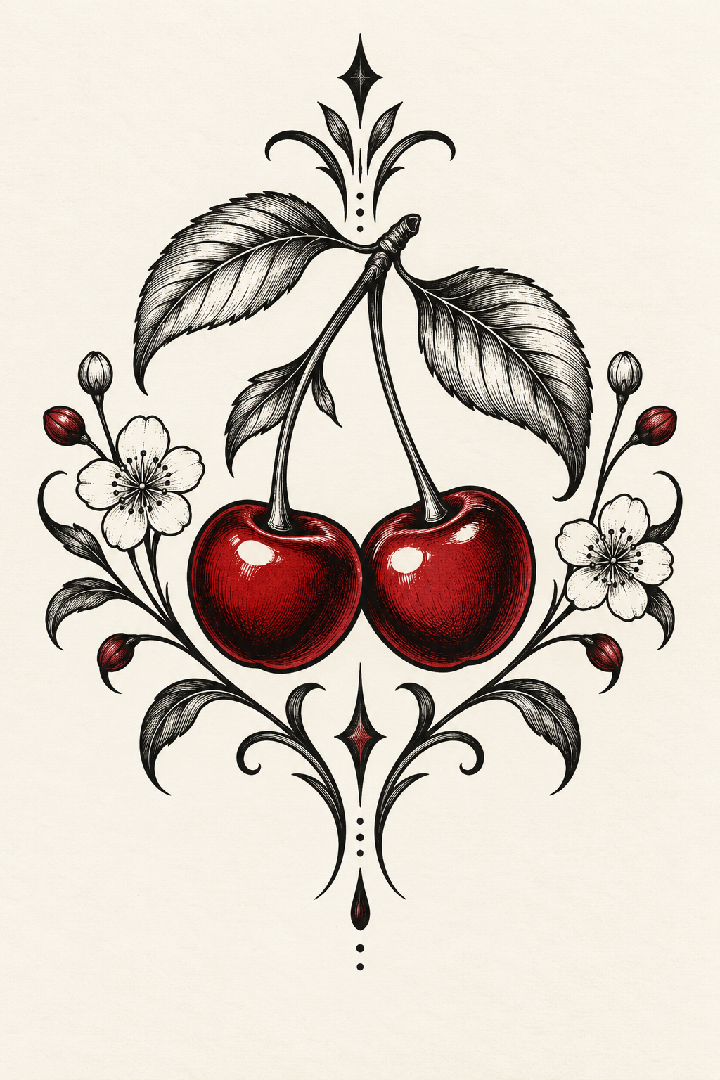 Original cherry accent small tattoo idea