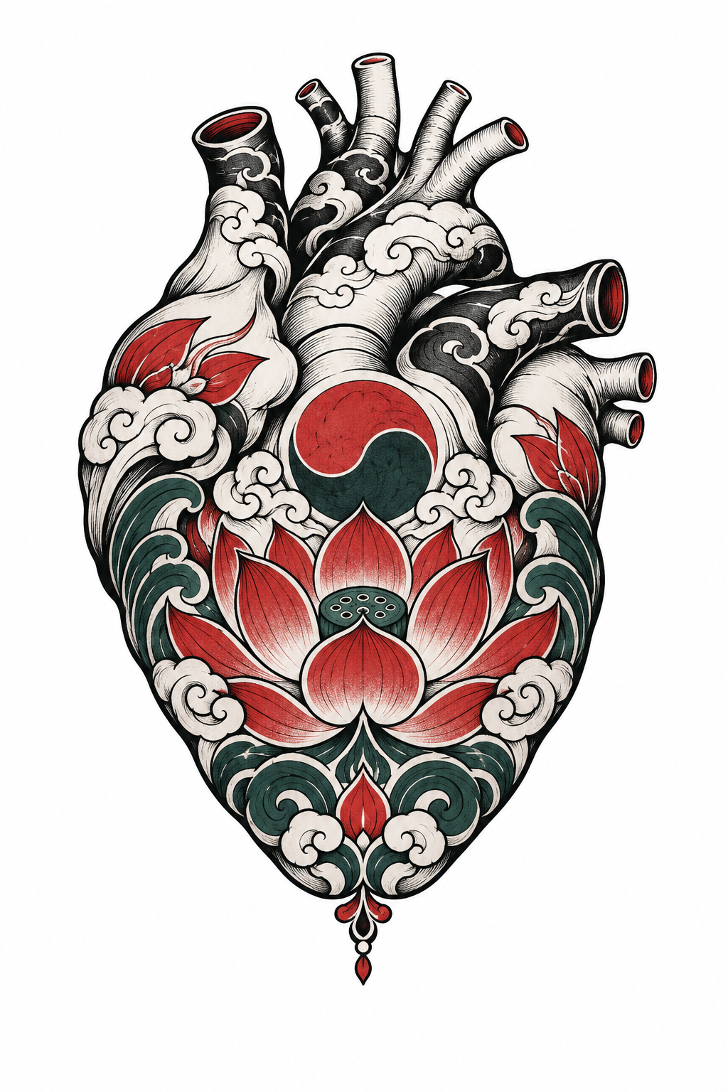 Original korean-inspired heart small tattoo idea