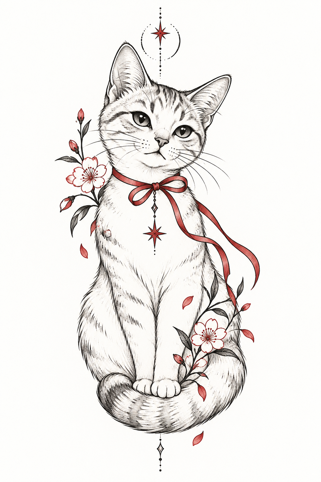Original fine-line kitty small tattoo idea