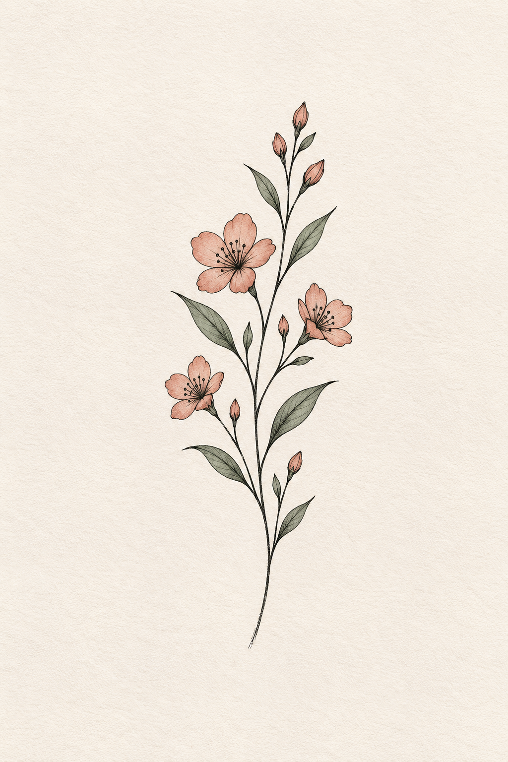 Original petite floral sprig small tattoo idea