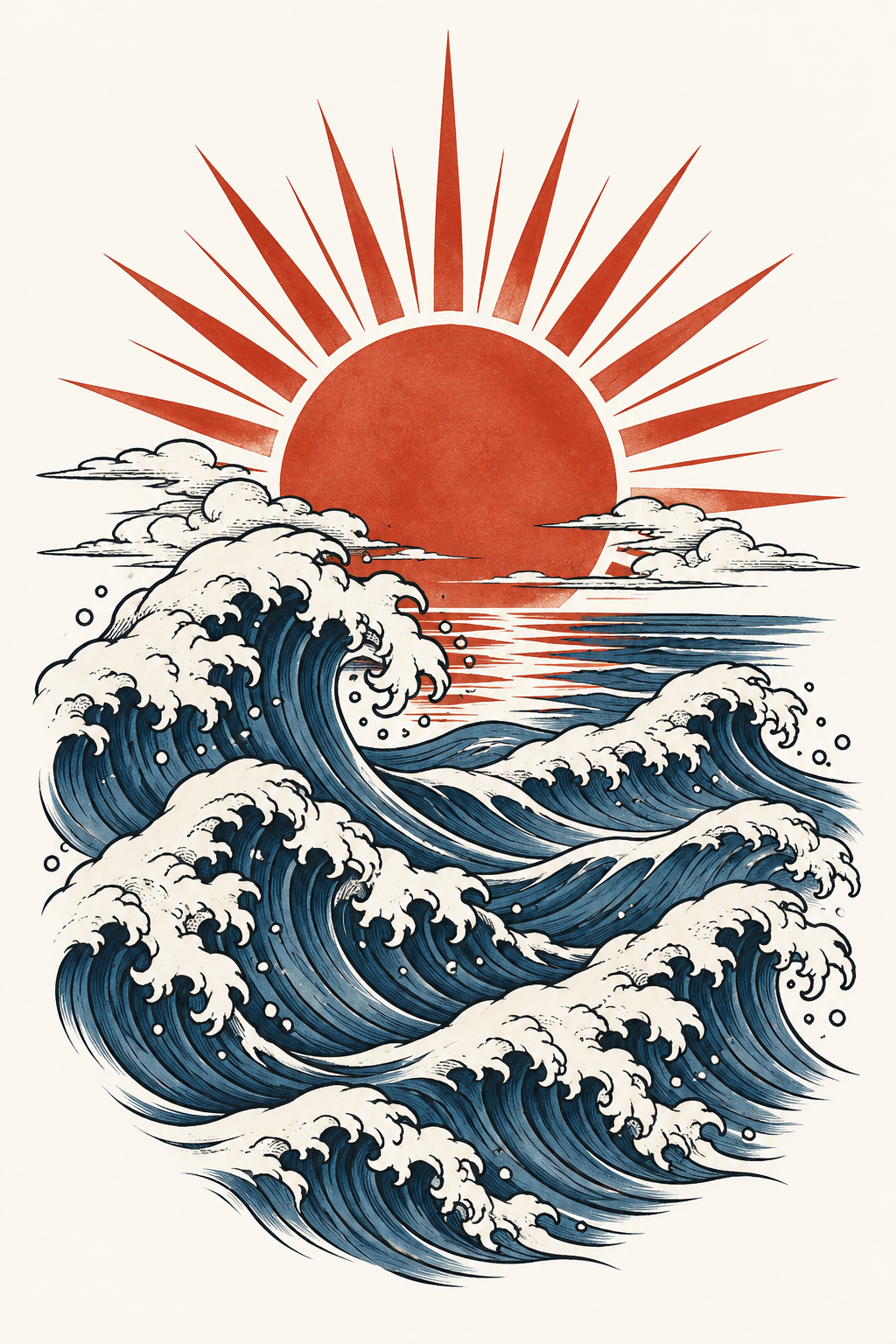 Original rising sun and ocean small tattoo idea