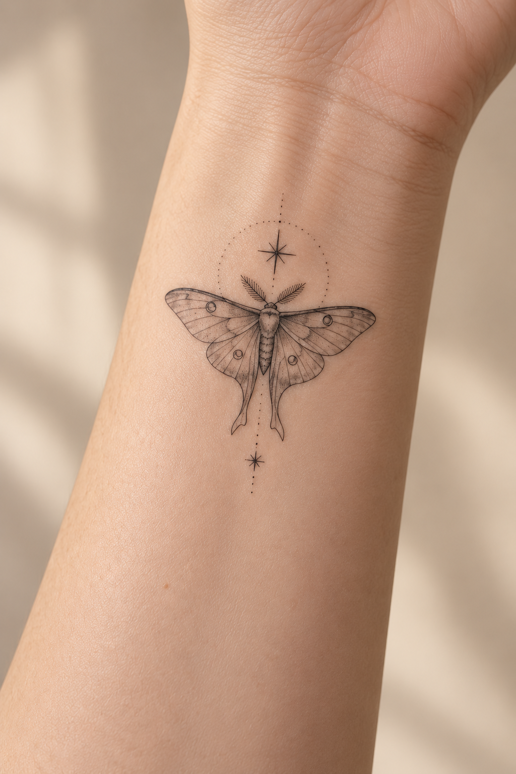 Moth tattoo on the inner wrist spiritual animal tattoo idea