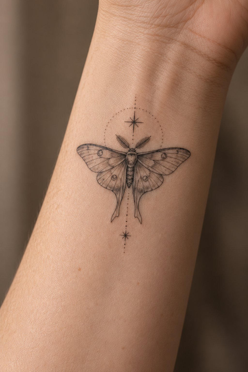 Moth tattoo on the forearm spiritual animal tattoo idea